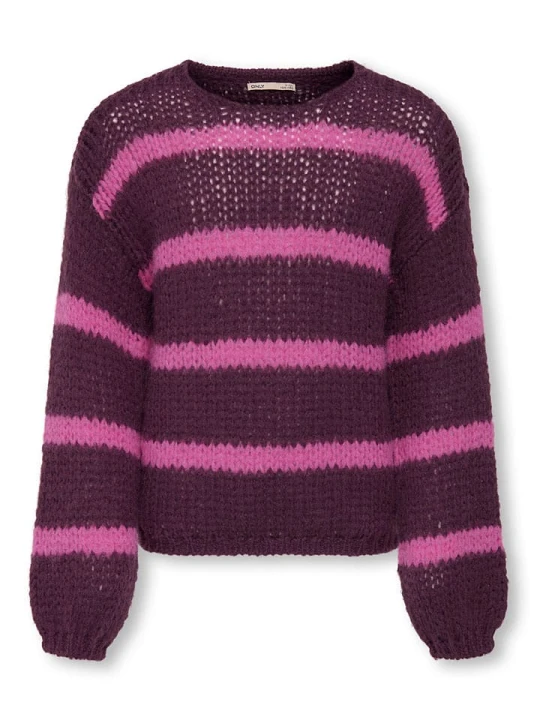 Zdjęcie produktu KIDS ONLY Sweter "Nordic" w kolorze fioletowo-jasnoróżowym rozmiar: 134 / 140