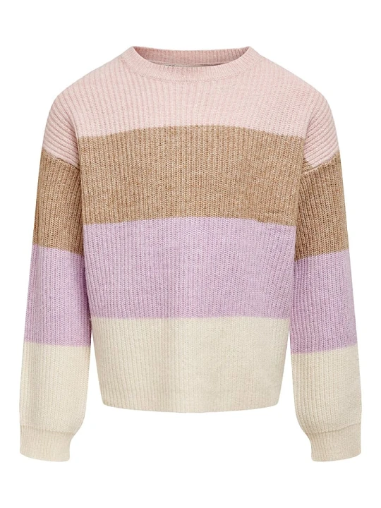 Zdjęcie produktu KIDS ONLY Sweter "Sandy" w kolorze jasnoróżowo-jasnobrązowo-fioletowym rozmiar: 134 / 140