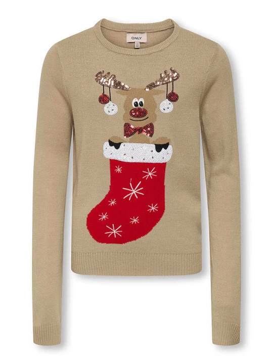 Zdjęcie produktu KIDS ONLY Sweter "Xmas" w kolorze beżowym rozmiar: 158 / 164
