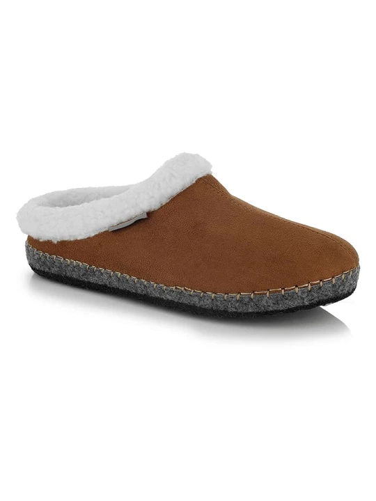 Zdjęcie produktu Kimberfeel Kapcie "Wooly" w kolorze jasnobrązowo-białym rozmiar: 41