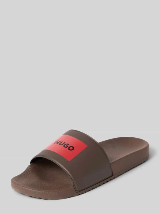 Zdjęcie produktu Klapki z nadrukiem z logo model 'TIMEIN_SLID_PH' Hugo Średniobrązowy
