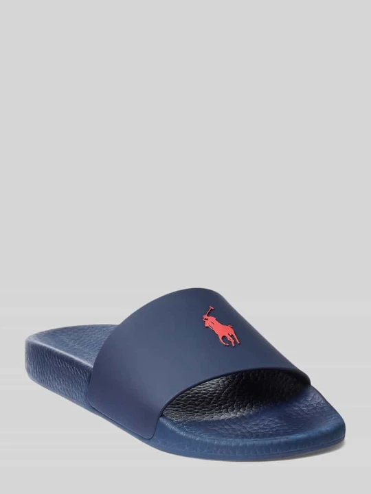Zdjęcie produktu Klapki basenowe z nadruk z logo Polo Ralph Lauren Granatowy