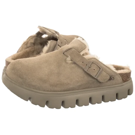 Zdjęcie produktu Klapki Boston Pap Chunky Shearling Taupe Suede Leather 1033028 (PP27-a) Papillio