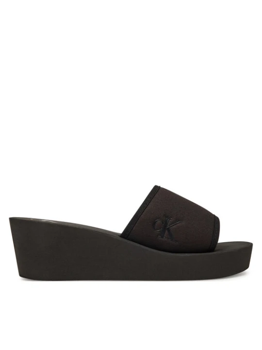 Zdjęcie produktu Klapki Calvin Klein Jeans Beach Wedge Slide Canvas YW0YW01725 Czarny
