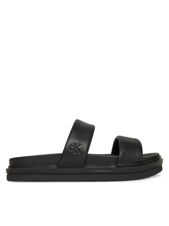 Zdjęcie produktu Klapki Calvin Klein Jeans Flat Molded Doublebar Sandal Lth YM0YM01226 Czarny