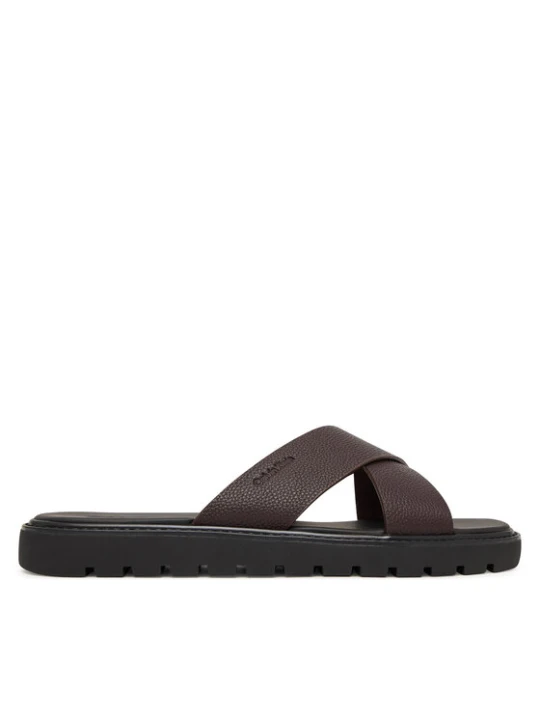 Zdjęcie produktu Klapki Calvin Klein Sq Molded Sandal Xcross Lth HM0HM02235 Brązowy