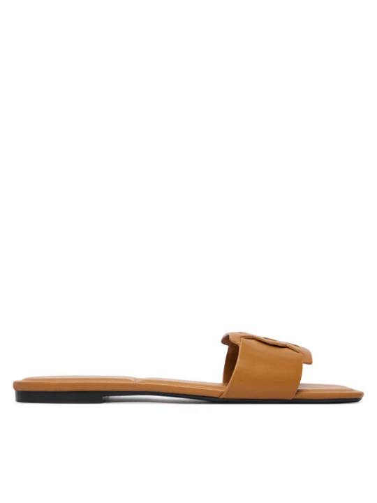 Zdjęcie produktu Klapki Calvin Klein Square Flat Sandal Emblem HW0HW03128 Brązowy