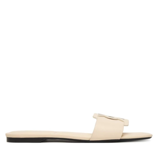 Zdjęcie produktu Klapki Calvin Klein Square Flat Sandal Emblem HW0HW03128 Écru Kremowy