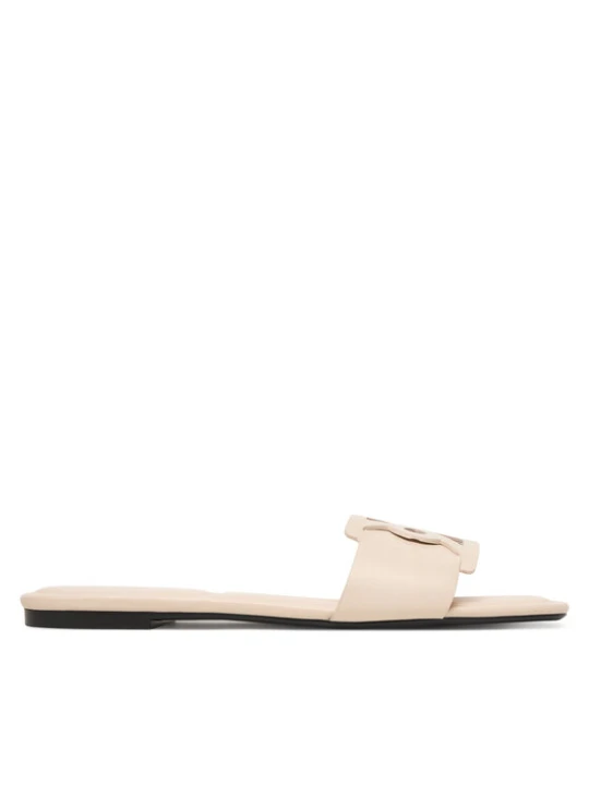 Zdjęcie produktu Klapki Calvin Klein Square Flat Sandal Emblem HW0HW03128 Écru Kremowy