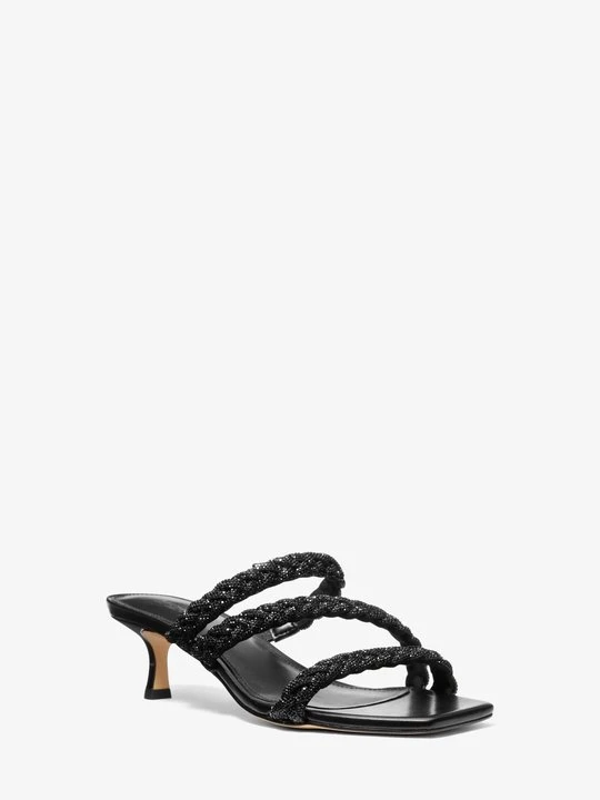 Zdjęcie produktu Klapki Celia na obcasie typu kaczuszka ze zdobieniami Michael Kors CZARNY (Czarny)