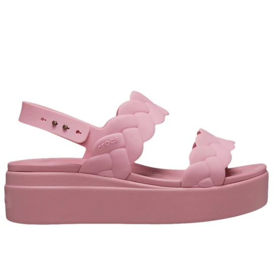 Zdjęcie produktu Klapki damskie Crocs Brooklyn Woven Low Wedge 209977-6XX - różowe