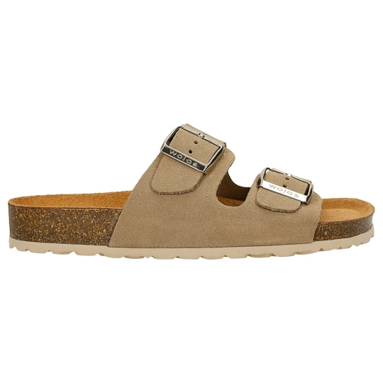 Zdjęcie produktu Beżowe klapki z linii comfort na korkowej podeszwie 74077-64 Wojas
