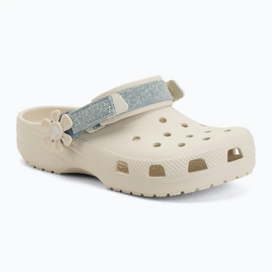 Zdjęcie produktu Klapki dziecięce Crocs Classic Denim Flower Adjutment Backstrap summit white