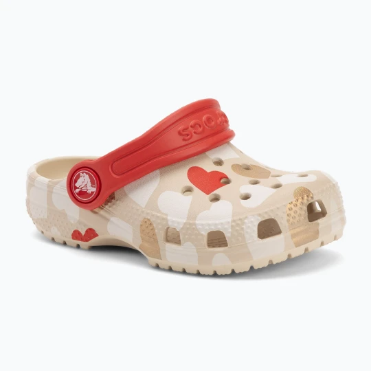 Zdjęcie produktu Klapki dziecięce Crocs Classic Heart Print Clog sandstone Beżowy