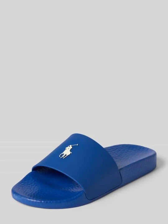 Zdjęcie produktu Klapki kąpielowe z aplikacja z logo Polo Ralph Lauren Królewski niebieski