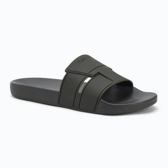 Zdjęcie produktu Klapki męskie Calvin Klein HM0HM01752 Pool Slide Double T dark olive Zielony