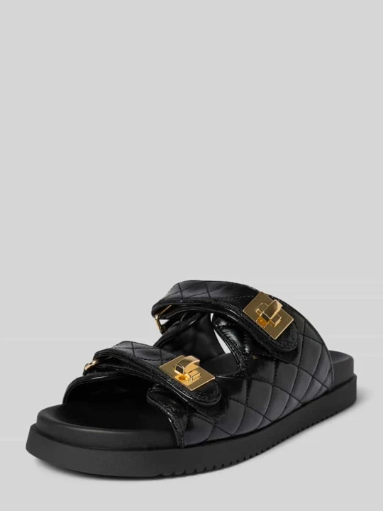 Zdjęcie produktu Klapki skórzane z zapięciem na rzep model ‘SCHMONA’ Steve Madden Czarny