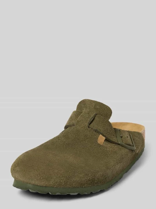 Zdjęcie produktu Klapki skórzane ze sprzączką model ‘BOSTON’ Birkenstock Ciemnozielony