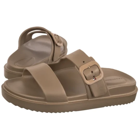 Zdjęcie produktu Klapki Th Double Strap Sandal Pearl Safari Canvas Pearlized FW0FW09114 0HT (TH1475-a) Tommy Hilfiger