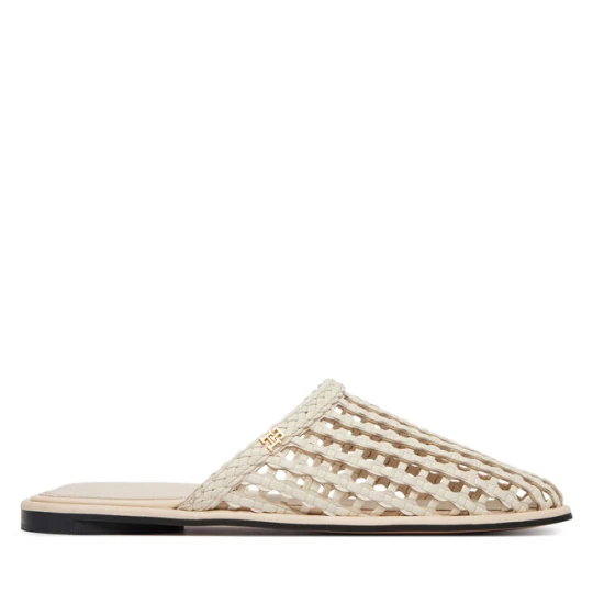 Zdjęcie produktu Klapki Tommy Hilfiger Hilfiger Leather Mix Flat Mule FW0FW09280 Kremowy