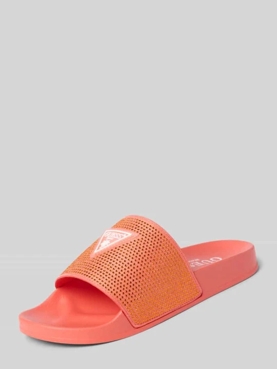Zdjęcie produktu Klapki z aplikacją z logo Guess Pomarańczowy