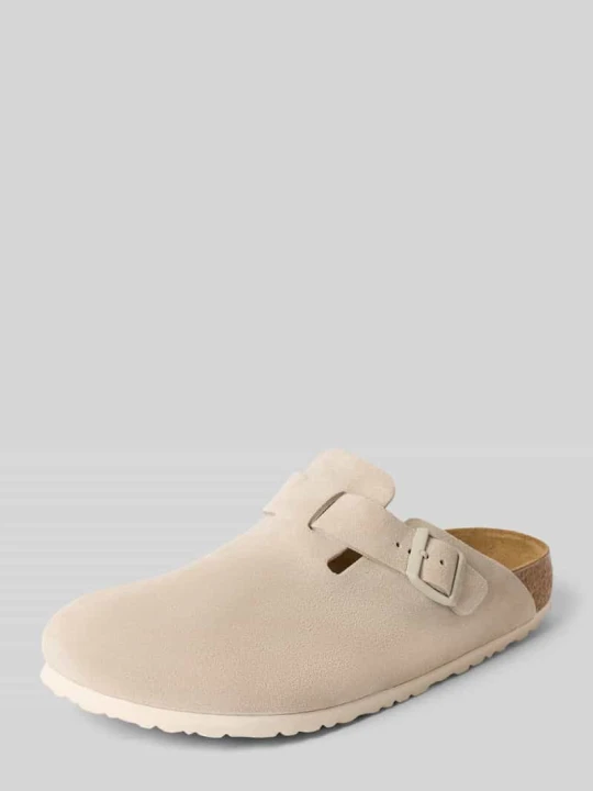 Zdjęcie produktu Klapki ze skóry z klamrą z bolcem model 'BOSTON' Birkenstock Écru