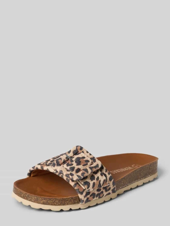 Zdjęcie produktu Klapki ze skóry ze sprzączką model 'REIKO' Verbenas Camel