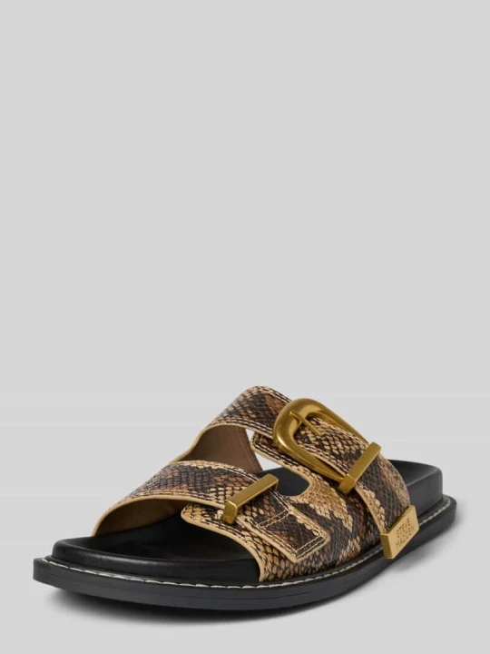 Zdjęcie produktu Klapki ze sprzączką i detalem z logo model ‘ARCH’ Steve Madden Ciemnobrązowy