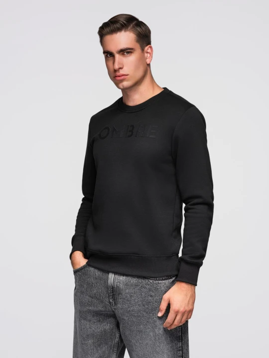 Zdjęcie produktu Klasyczna dresowa męska bluza z napisem – czarna V4 - Rozmiar: L Ombre Clothing