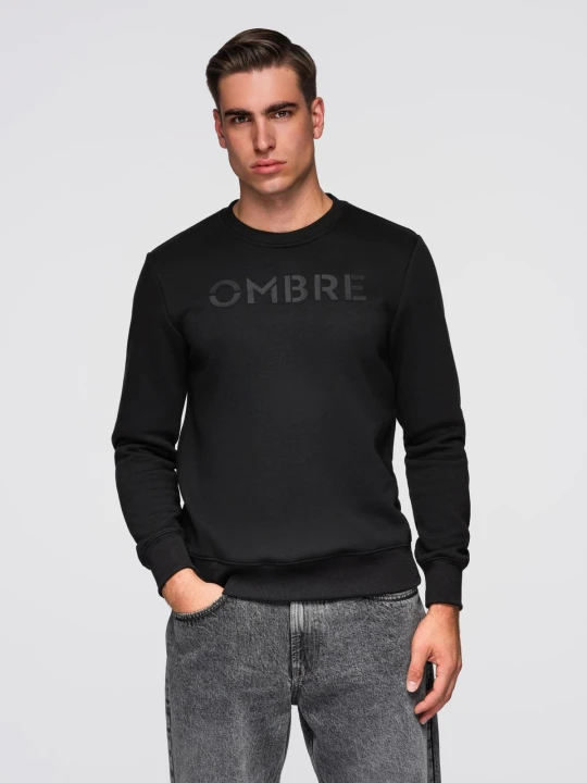 Zdjęcie produktu Klasyczna dresowa męska bluza z napisem – czarna V4 - Rozmiar: XL Ombre Clothing