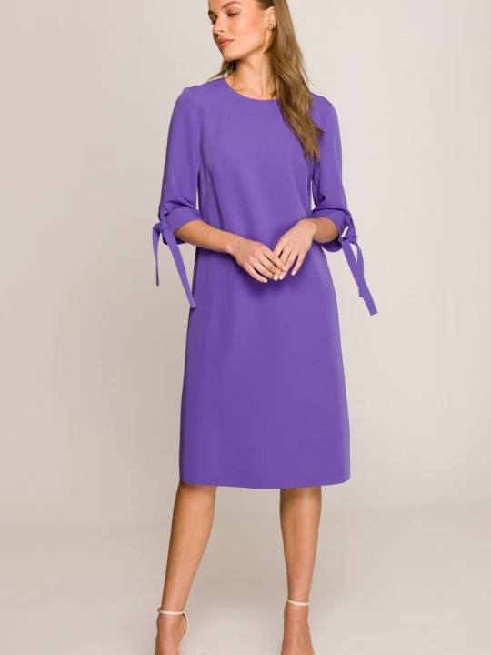 Zdjęcie produktu Klasyczna elegancka sukienka trapezowa fioletowa Stylove