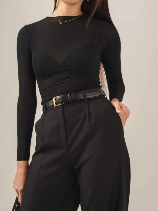 Zdjęcie produktu Klasyczne czarne spodnie wide leg Gloria LAÏF
