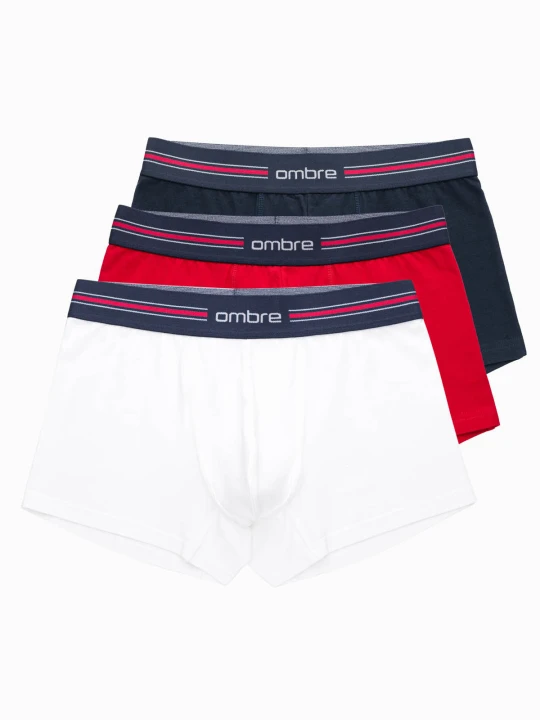 Zdjęcie produktu Klasyczne dopasowane męskie bokserki z gumką w paski – 3 pak mix Ombre Clothing biały