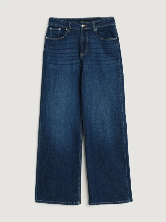 Zdjęcie produktu Klasyczne granatowe jeansy typu wide leg Greenpoint