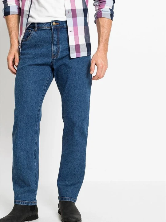 Zdjęcie produktu Klasyczne jeansy ze stretchem classic fit, straight BonPrix niebieski