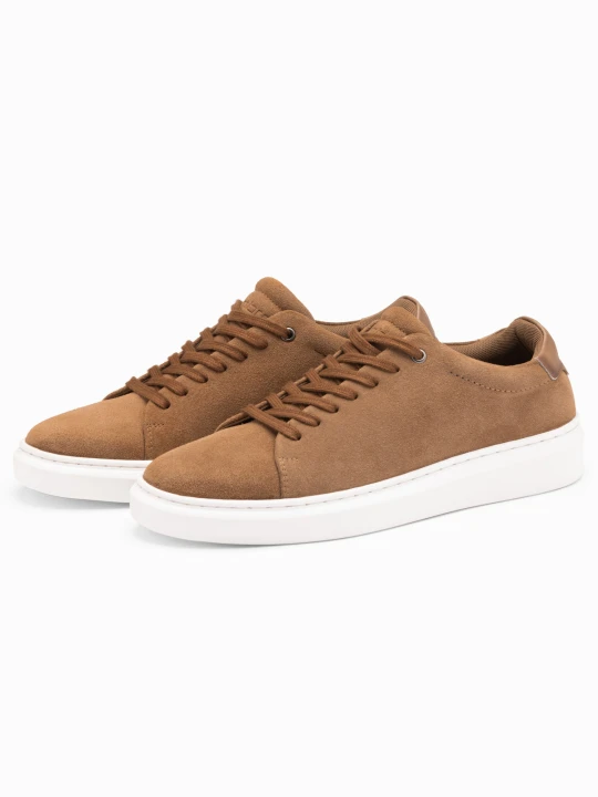 Zdjęcie produktu Klasyczne męskie buty sneakersy z miękkiego zamszu – jasnobrązowe V1 - Rozmiar: 41 Ombre Clothing jasnobrązowy