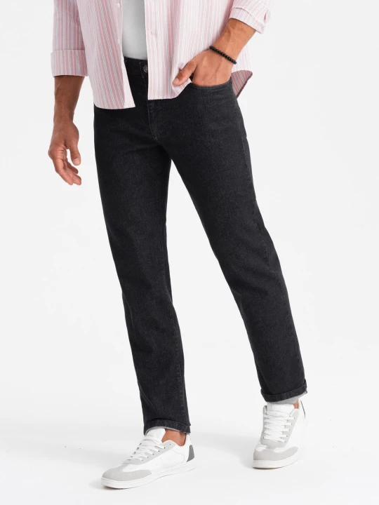 Zdjęcie produktu Klasyczne męskie spodnie jeansowe REGULAR FIT – czarne V2 Ombre Clothing