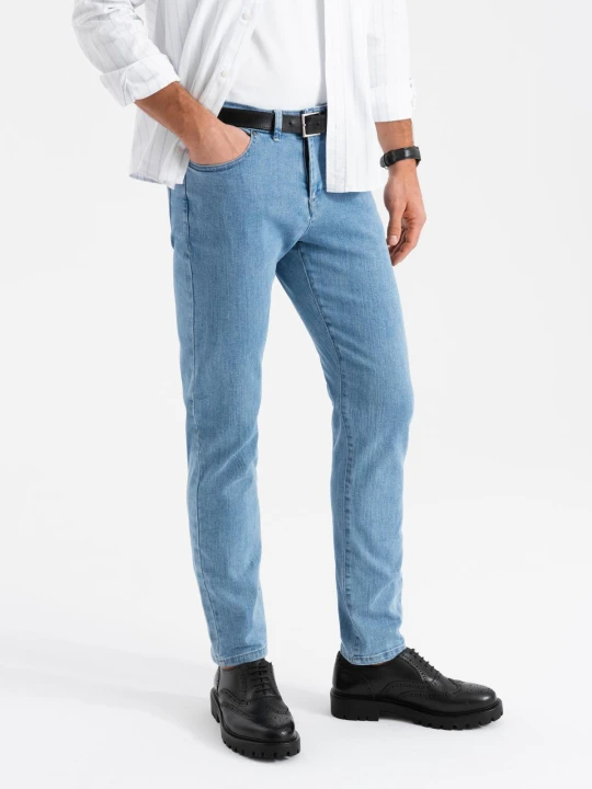Zdjęcie produktu Klasyczne męskie spodnie jeansy SLIM FIT z elastanem – jasnoniebieskie V2 - Rozmiar: L Ombre Clothing