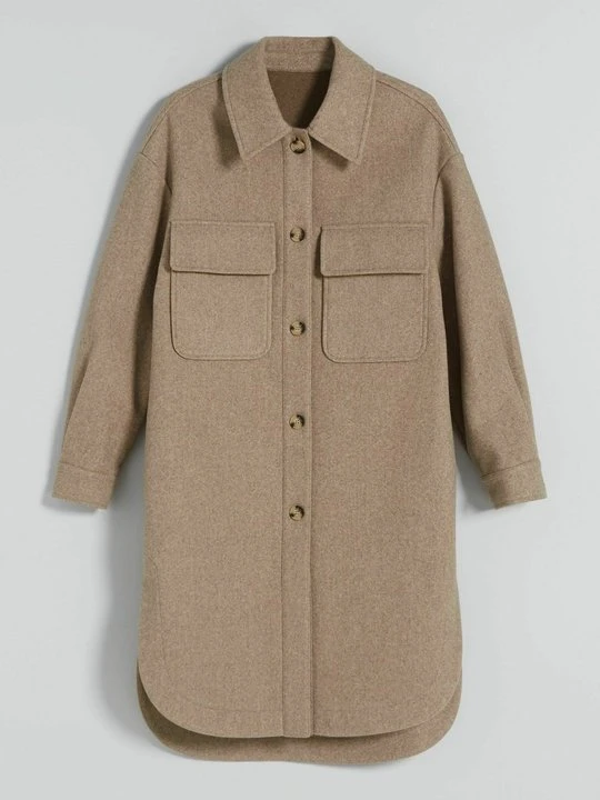 Zdjęcie produktu Klasyczny płaszcz Bershka beżowy