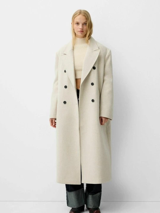 Zdjęcie produktu Klasyczny płaszcz Bershka biały