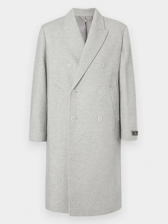 Zdjęcie produktu Klasyczny płaszcz Lacoste jasnoszary melanż