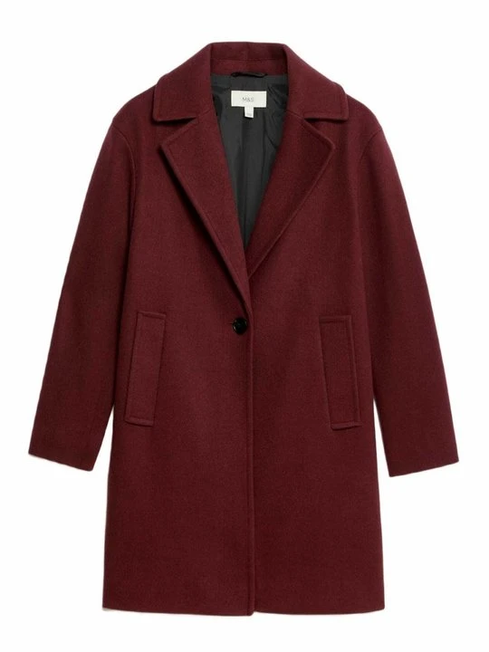 Zdjęcie produktu Klasyczny płaszcz Marks & Spencer ciemnoczerwony