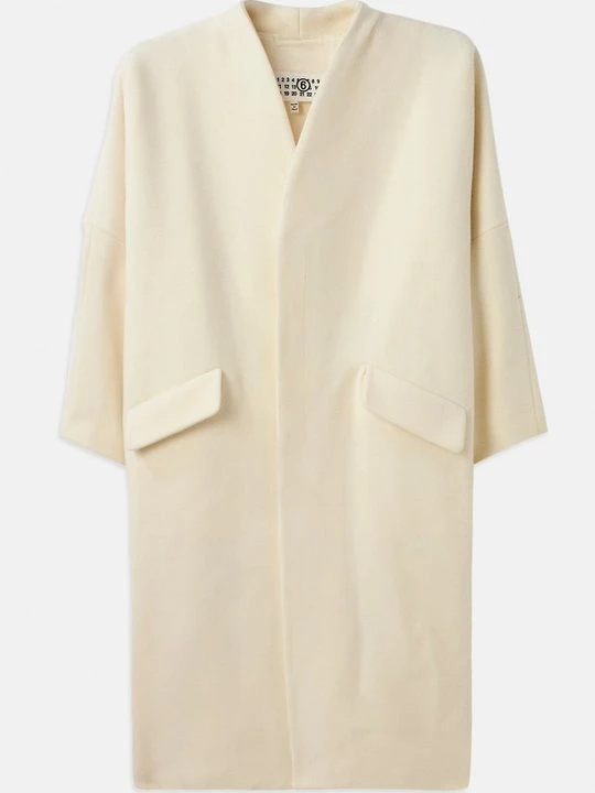 Zdjęcie produktu Klasyczny płaszcz MM6 Maison Margiela mleczny