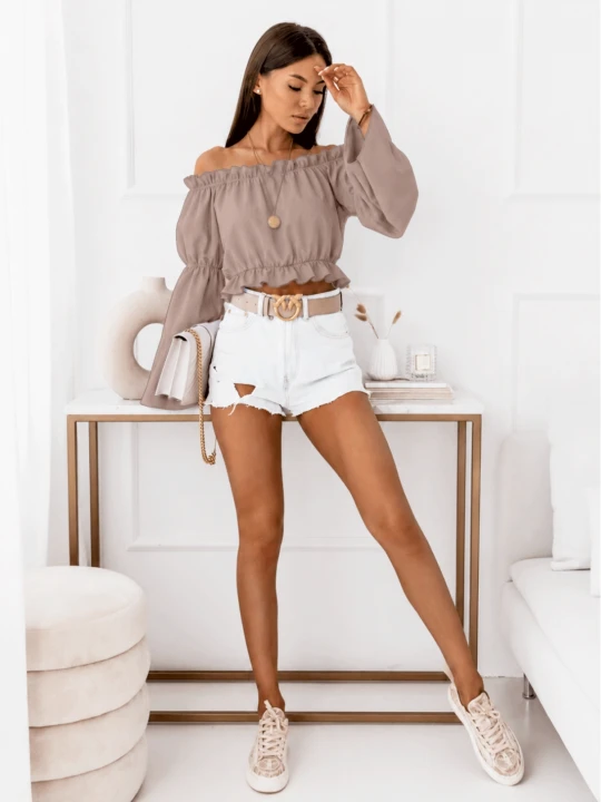 Zdjęcie produktu Kobieca bluzka hiszpanka LAVENA - mocha mousse  magmac 