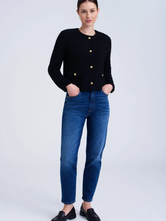 Zdjęcie produktu Kobiece jeansy mom fit Greenpoint granatowy