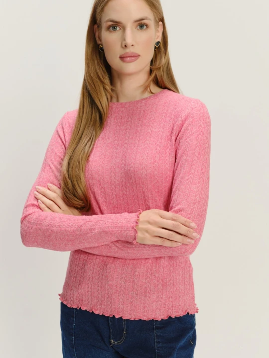 Zdjęcie produktu Kobiecy longsleeve w jasnym odcieniu różu Greenpoint różowy
