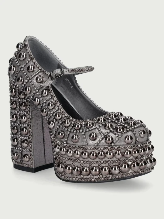 Zdjęcie produktu Koi Footwear czółenka na słupku damskie Danbury Hand Studded Platform Boots Grey srebrny