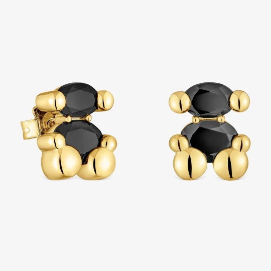 Zdjęcie produktu Kolczyki Color Bear 14 Mm Ze Srebra Pokrytego 18-Karatowym Złotem Z Misiem Z Onyksu - Tous czarny