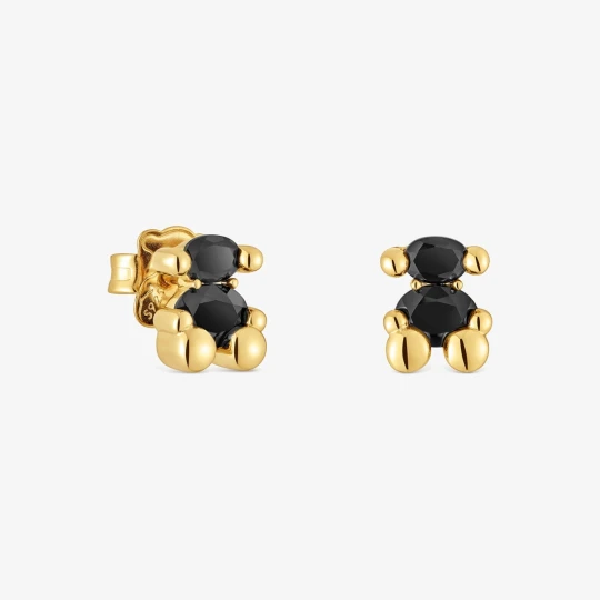 Zdjęcie produktu Kolczyki Color Bear 8 Mm Ze Srebra Pokrytego 18-Karatowym Złotem Z Motywem Misia Z Onyksu - Tous czarny