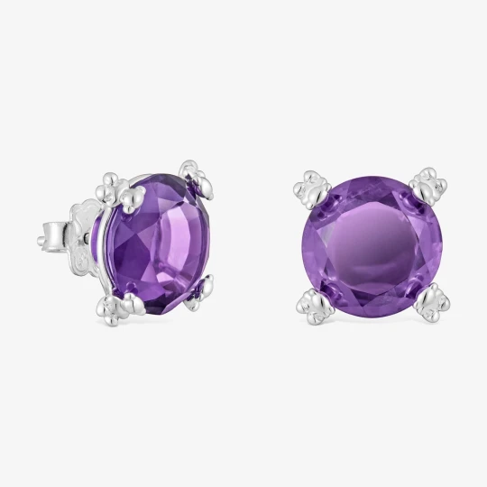 Zdjęcie produktu Kolczyki Color Pills Ze Srebra Z Ametystem W Kształcie Serca - Tous LILAC